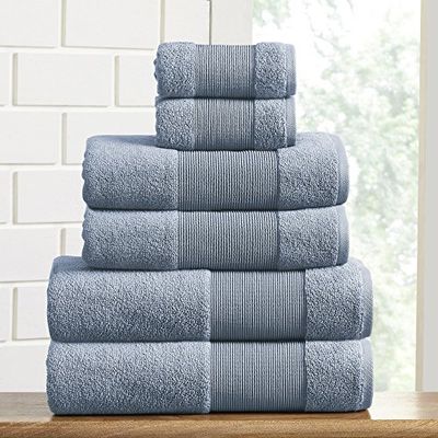 Modern Threads Amrapur Overseas Air Cloud - Juego de Toallas de 6 Piezas, 100% algodón sin torsión, Toallas de baño, Toallas de Mano y paños de baño, súper absorbentes y de Secado rápido, 500 gsm,