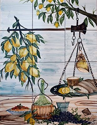 Pannello decorativo Natura Morta Storia Arte Cultura e Tradizioni Dipinto a mano Pezzo Unico Le Ceramiche del Castello Made in Italy dimensioni 60 x 80 centimetri