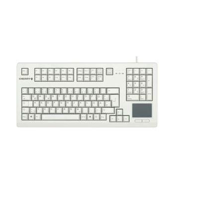 CHERRY TouchBoard G80-11900, Layout Britannico, Tastiera QWERTY, Tastiera cablata, Tastiera Meccanica, Meccanica ML, touchpad Integrato, salvaspazio, ergonomico, Grigio Chiaro, Layout UK - QWERTY
