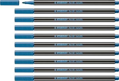 Rotulador premium metálico STABILO Pen 68 metallic - Caja con 10 unidades color azul metálico