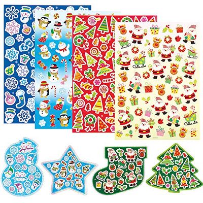 Baker Ross Kerststickers spaarverpakking voor kunsthandwerk en kunstprojecten voor kinderen, kaarten, cadeauhangers, feestzakjes en decoraties (280 stuks)