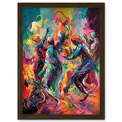 Artery8 Abstract Figures Vibrant Dance Expression Artwork Framed Wall Art Print A4