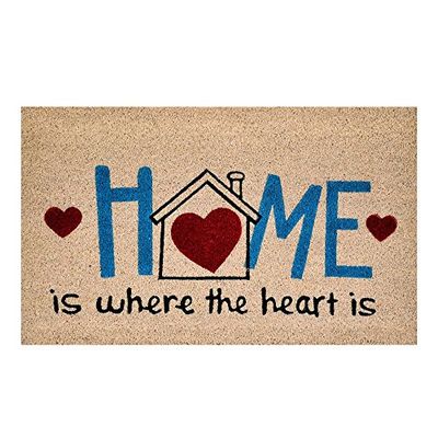 Vierkante deurmat "Home" met hart