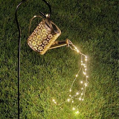 BEPER P207ILO002 Decoratieve tuin- en terraslamp op zonne-energie, cascadeverlichting met 36 LED-minilampjes, 80 cm stang met dubbele pin, roestvrij, oplaadbaar, IP44