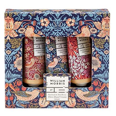 William Morris At Home Patchouli & Red Berry Hand Cream Gift Set | Enriched With Shea Butter & Essential Oils | Travel Friendly Sizes | 3 x 30ml