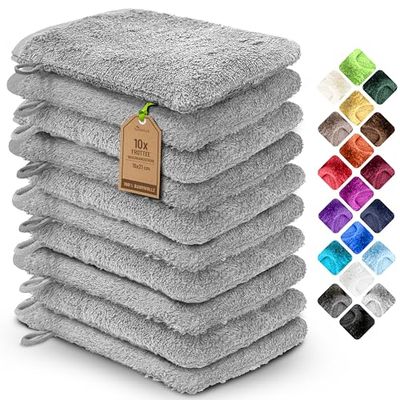 NatureMark Zestaw 10 ręczników frotte, 100% bawełna, srebrno-szare, 15 x 21 cm