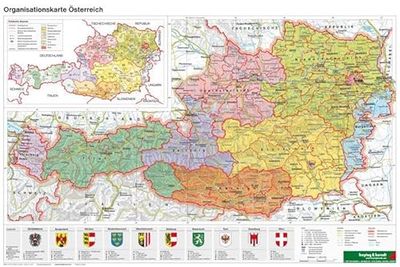 Freytag Berndt Planokarten, Österreich Organisiation - A3 - Maßstab 1:1.400.000