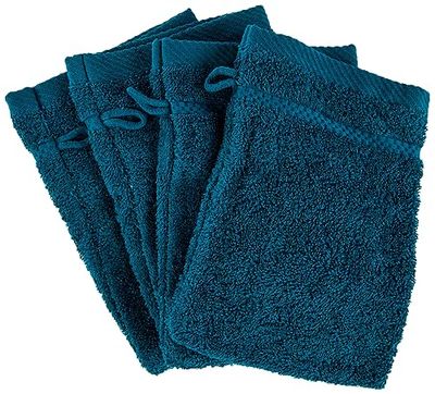 De Witte Lietaer 194695 Stephanie Lot de 4 Gants de Toilette Coton Vert Canard 540 g/m² 15 x 22 x 1 cm