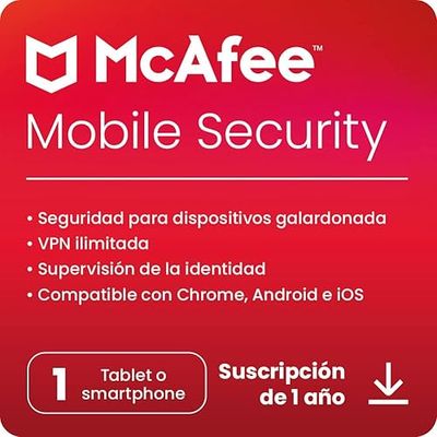 McAfee Mobile Security 2024 | 1 Dispositivo | 1 Usuario | 12 Meses | Chrome/iOS/Android|Código de activación por correo electrónico