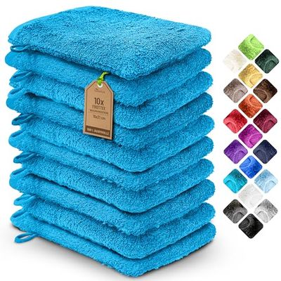 NatureMark Zestaw 10 ręczników frotte, myjki, 100% bawełna, turkusowe
