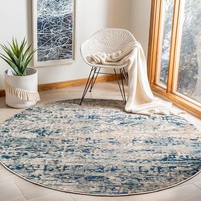Safavieh Tapis Contemporain pour Salon, Salle à Manger, Chambre à Coucher - Madison Collection, Tapis à Poil Court, Gris et Bleu, 200 x 200 cm