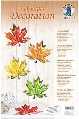 Ursus 21910099-3D papier decoratie herfstbladeren, ca. 9,3 x 8,5 cm
