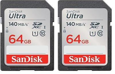 SanDisk 64GB Ultra SDXC card up to 140 MB/s with A1 App Performance UHS-I Class 10 U1 (Pack of 2)