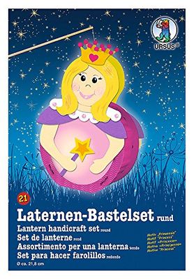 Ursus 18700021 - Lantaarns knutselset, prinses, ca. 21,8 x 21 x 10,3 cm, diameter ca. 21,8 cm, inclusief sjabloon met knutselhandleiding, om zelf vorm te geven, ideaal voor de volgende lantaarnloop
