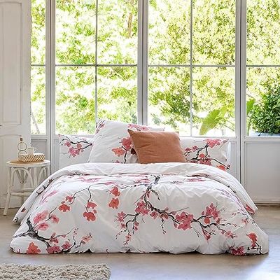 ETHERE Housse de Couette DANHA Grand lit 135 cm, Housse de Couette 220 x 220 cm, 100% Coton 200 Fils, Extra Doux, Fermeture avec Boutons cachés.