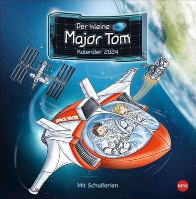 Le petit calendrier broché Major Tom 2024. Calendrier pour enfants avec connaissances sur l'espace et l'espace et les motifs de la série de livres pour enfants. Calendrier mural 2024 avec beaucoup