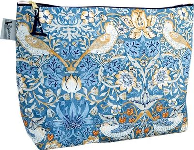 Vagabond Bags Ltd William Morris Strawberry Theif - Saco grande, Blue, 30cm x 22cm x 10cm, Bolsa suave con cierre de cremallera
