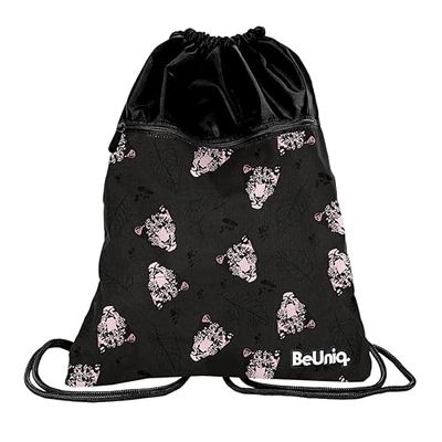 PASO Panthera BeUniq Sporttas met trekkoord, uniseks, kinderen, 46 x 37 cm, Zwart, 46 x 37 cm