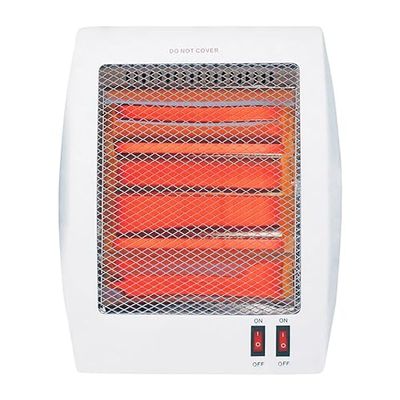Elektrische warmtestraler met 2 kwartsbuizen, elektrische witte kachel, 35 x 29,5 cm, met draaggreep, draagbaar