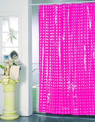MSV, Tenda da doccia, PVC, Rivestimento antibatterico, 100% vinile, Anelli inclusi, Rivestimento antibatterico e idrorepellente, lavabile a 40°, Made in Europe, Fucsia, 180 x 200 cm