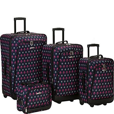 Rockland Reaction Fashion Softside Expandable Upright Luggage, Black Icon, 4-Piece Set (14/19/24/28), Black Icon, 4-Piece Set (14/19/24/28), Reaction Fashion Softside Expandable Upright Luggage Set