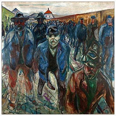 ArtPlaza Munch Edvard – Workers on their way home, dekorativ panele, trä, flerfärgad, 70 x 1,8 x 70 cm