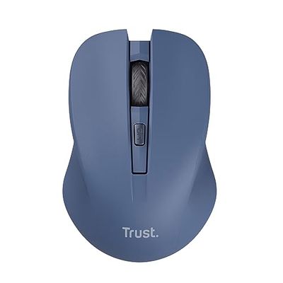 Trust Mydo Souris sans Fil Silencieuse, 82% Plastiques Recyclés 1000-1800 DPI, Récepteur USB Stockable, RF 2.4GHz, pour Gauchers et Droitiers, Mouse pour PC, Ordinateur Portable, Mac - Bleu