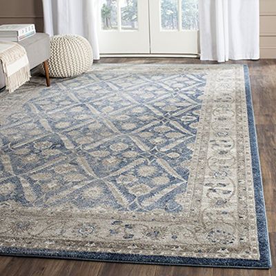 Safavieh Tapete de sala de estar retangular grande para uso interno, polipropileno, azul/bege, 120 x 180 cm