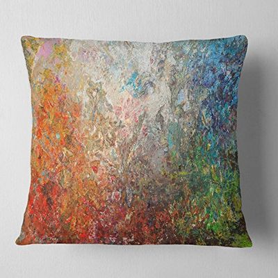 Designart Board Stained Art' Abstract Throw Living Room, Sofa, Pillow Insert + Cushion Cover Printed On Both Side 16 in. x 16 in