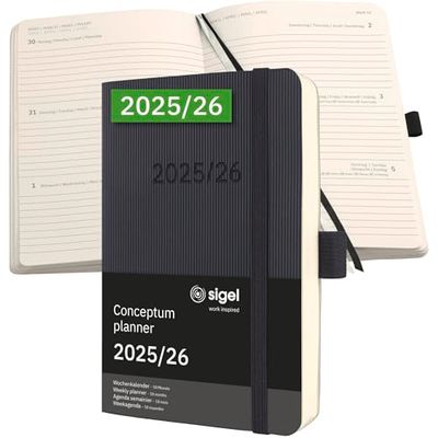 SIGEL C2607 Wochenkalender Conceptum 2025/2026, ca. A6, schwarz: Agenda Conceptum, Classic, Softcover