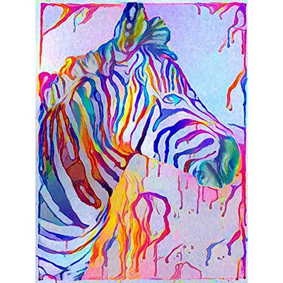 Wee Blue Coo Rainbow Zebra Painting Art Print Poster Wall Decor 12X16 Inch