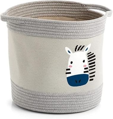 Speelgoedmand, opbergmand, mand voor kinderkamer, speelgoedorganizer, boekenmand, kinderkamer organizer, speelgoedkist van katoen, 30 x 30 cm, zebra