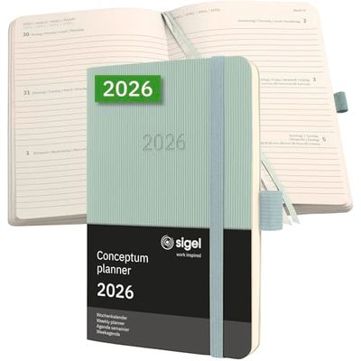 SIGEL C2639 Wochenkalender Conceptum 2026, ca. A6, mintgrün: Agenda Conceptum, Classic, Softcover