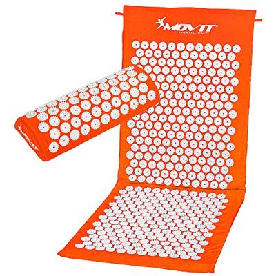 MOVIT Tapis d'acupression, modèle ZHIYA (130x50x2,5cm) avec Coussin, testé Contre Les substances nocives, Housse 100% Coton, Tapis de Massage, Orange