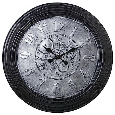RELOJ PARED MELAMINA NEGRO/PLATEADO_°58x6CM, ESFERA_°43CM