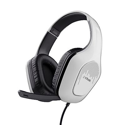 Trust Gaming GXT 415PS Zirox Lichtgewicht Gaming Headset voor PlayStation 5 met 50mm-drivers, 3.5 mm Jack, 1,2 m Kabel, Opklapbare Microfoon, Over-Ear PS5 Bedrade Koptelefoon - Wit