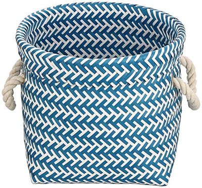 MSV Mand 29 x 29 x 23 cm, blauw en wit, 29 x 29 x 23 cm