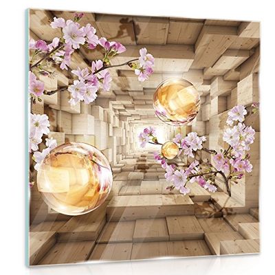 Delester Design gt10217g2 Decorazione da Parete Tunnel Effetto 3D con dei Fiori Vetro Multicolore 30 x 30 x 1,60 cm