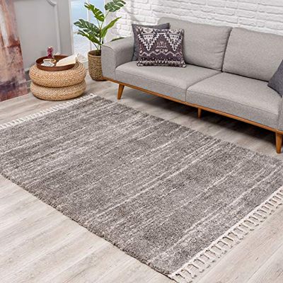 Carpet City Tappeto a pelo lungo Shaggy Modern super morbido con mélange, dimensioni 80 x 400 cm, grigio, crema, 80 x 400 cm