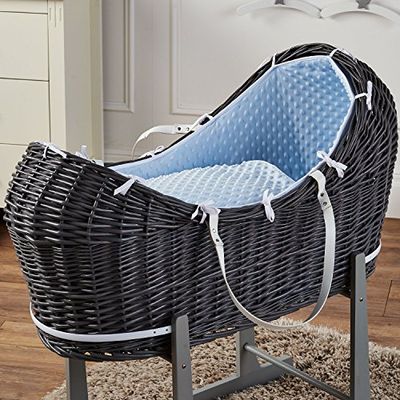 Blue Dimple - Cesta de mimbre para moisés, color gris