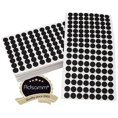Adsamm® / 1280 x feltrini autoadesivi/Nero/ø 12 mm/Rotondo/piedini per mobili in feltro da 3.5 mm di spessore/pad protettivi per arredi