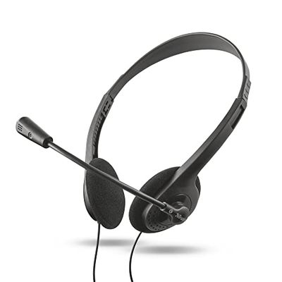 Trust Primo Casque Micro PC Léger on Ear 3.5 mm, Câble 1,8 m, Casque Audio PC Filaire Ajustable pour Ordinateur Portable Teletravail Bureau Chat Zoom Teams - Noir