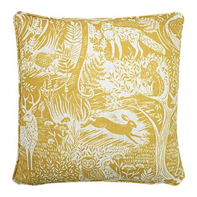 furn. Woodland Scandi fjäder fylld kudde, ockra, 43 x 43 cm