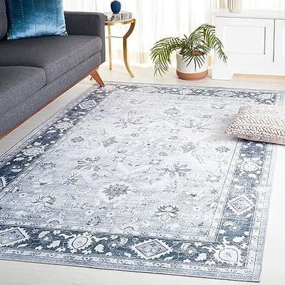 Safavieh Tapis de Sol Vieilli - Lavable en Machine et Antidérapant - Idéal pour Les Zones à Fort Passage - Arizona Collection, Tapis à Poil Court, Gris et Ivoire, 200 x 300 cm