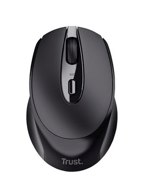 Trust Zaya uppladdningsbar trådlös mus (inbyggt laddningsbart batteri, USB-mikromottagare, 4 knappar, 800-1200-1600 DPI) svart