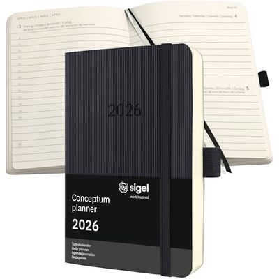 SIGEL C2621 Tageskalender Conceptum 2026, ca. A6, schwarz