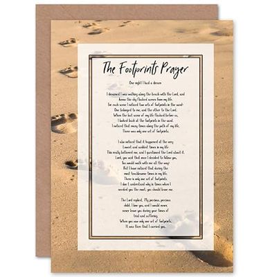Artery8 Jesus Lord Footprints In The Sand Poem Inspirational Sealed Greeting Card Plus Envelope Blank inside