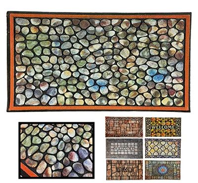 LucaHome - Felpudo Entrada casa de Goma-Flocada Texas 45x75 cm Forma Base Antideslizante- fácil Limpieza- Felpudo Absorbente Acolchado- Fepudo para Exterior e Interior (Piedras)