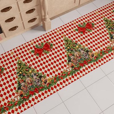 PETTI Artigiani Italiani - Tapis de Cuisine de Noël, Chemin de Cuisine de Noël, Tapis de Noël Antidérapant et Lavable, Tapis de Cuisine pour Noël, 52x380 cm, Fabriqué en Italie