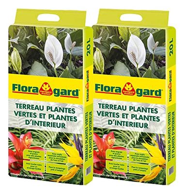 Floragard Terreau Plantes Vertes UAB - pour empoter et rempoter Les Plantes Vertes et Plantes d’intérieur en Pots jusqu'à 28 l 2x20l